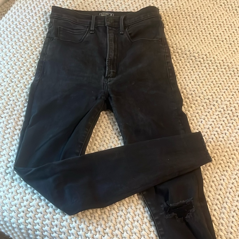 Black ripped ultra high rise super skinny Abercombie and fitch jeans
